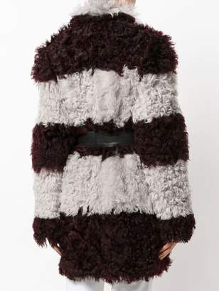 Drome furry detail striped coat