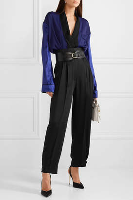 Givenchy Gabardine-paneled Satin-crepe Tapered Pants - Black