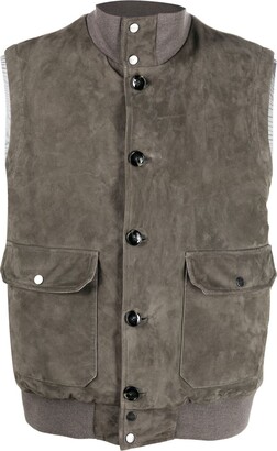 Kiton Feather-Down Suede Padded Gilet