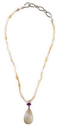 Dina Mackney Shell, Quartz & Tourmaline Pendant Necklace silver Shell, Quartz & Tourmaline Pendant Necklace