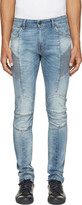 Thumbnail for your product : Balmain Pierre Blue Ribbed & Reinforced Biker Jeans