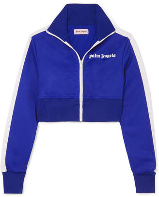 Palm Angels Cropped Striped Satin-jersey Track Jacket