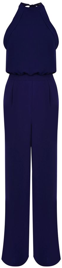 Warehouse tie neck jumpsuit - ShopStyle Trousers