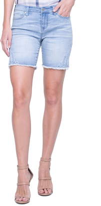 Liverpool Corine Embroidered Side Slit Denim Shorts