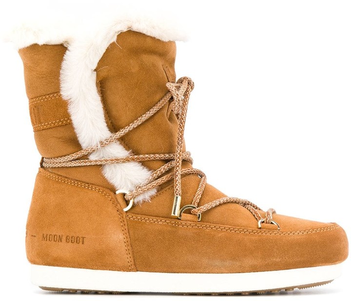 Moon Boot Shearling Snow Boots - ShopStyle