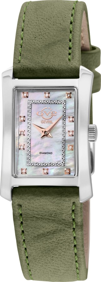 GV2 Luino Diamond Embellished Leather Strap Watch 23mm x 29mm - 0.084 ctw.