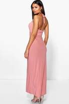Thumbnail for your product : boohoo Dalia Ruched Halterneck Cut Out Maxi Dress
