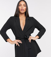 Thumbnail for your product : ASOS DESIGN Tall jersey wrap suit blazer in black