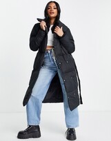 Thumbnail for your product : Threadbare Coral oversized duvet belted maxi coat in black