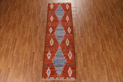 Rugsource Orange Moroccan Runner Rug Hand-Knotted 3X10
