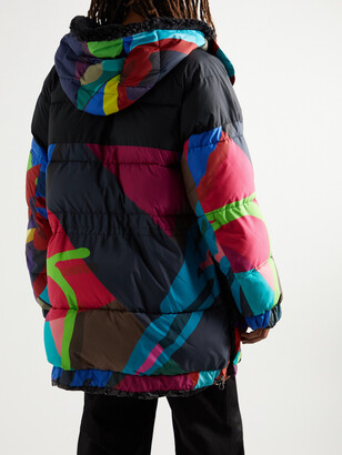 Sacai + Kaws Oversized Faux Fur-Trimmed Quilted Printed Shell Jacket