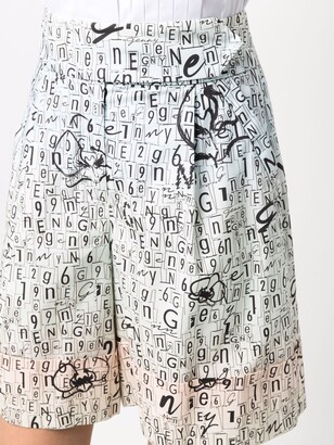 Genny Logo-Print Flared Shorts