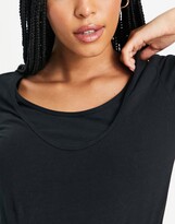 Thumbnail for your product : Mama Licious Mamalicious Maternity nursing cotton blend bodycon mini dress in black - BLACK