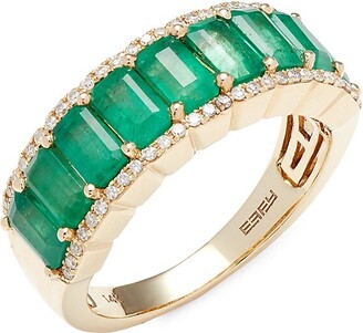 Effy 14K Yellow Gold, Emerald & Diamond Ring