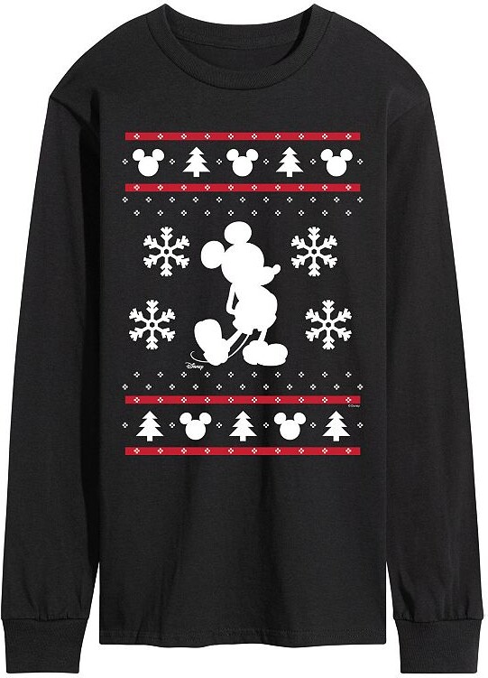 Licensed Character Men's Disney's Mickey Mouse Christmas Graphic Long Sleeve Graphic Tee
