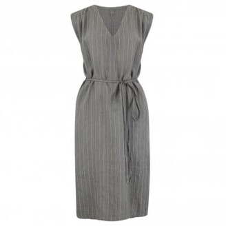 120% Lino Elephant Soft Fade Sleeveless Stripe Dress
