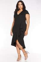 Thumbnail for your product : Quiz Curve Black Cap Sleeve Frill Midi Dress