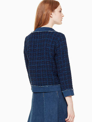 Kate Spade Denim Tweed Jacket, Indigo - Size L
