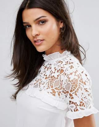 Lipsy Frill Detail Top With Lace Back