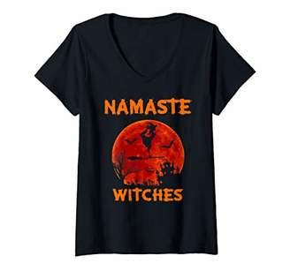 Namaste Womens Yoga Witch Halloween Yoga Costume Yogi Hippie Peace V-Neck T-Shirt