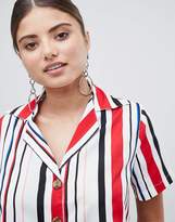 Thumbnail for your product : PrettyLittleThing Striped Button Down Crop Shirt