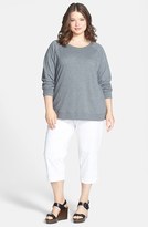Thumbnail for your product : Sejour 'Adored' Studded Sleeve French Terry Sweatshirt (Plus Size)