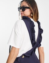 Thumbnail for your product : Mama Licious Mamalicious Maternity dungarees with frill shoulder in navy