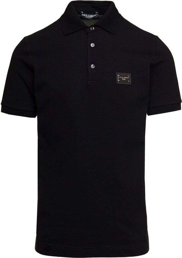 Dolce & Gabbana Logo Plaque Short Sleeved Polo Shirt