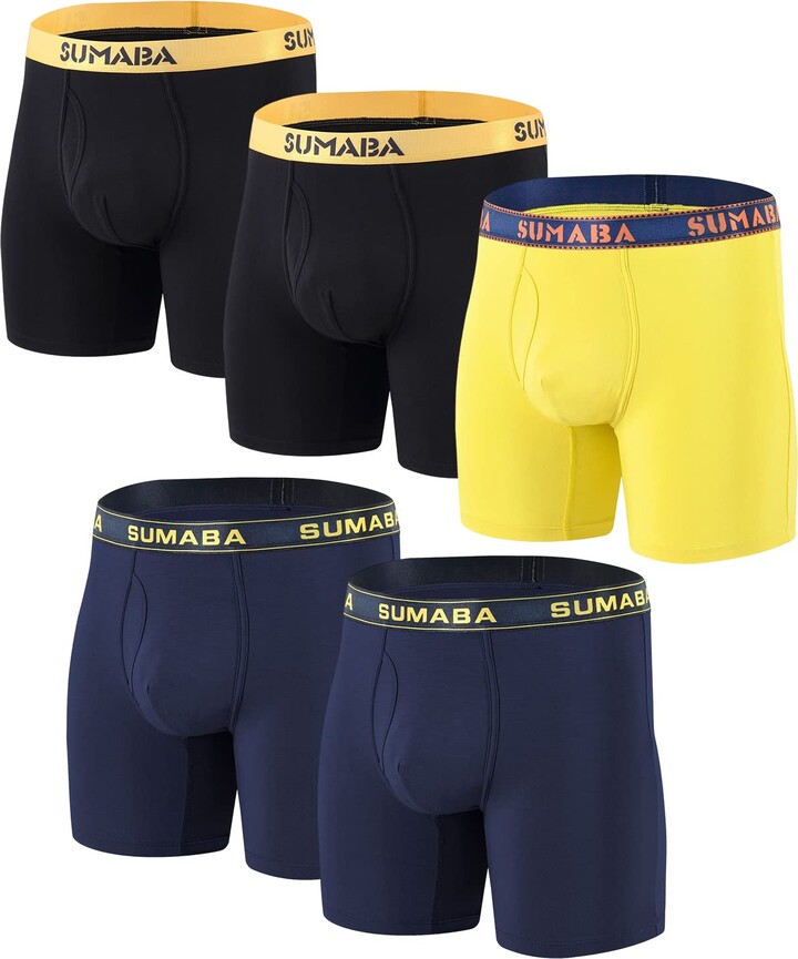 BIATWOWR Boxer Shorts for Men Long Leg Bamboo Boxers Anti Chafing ...