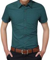 Thumbnail for your product : Pishon Men's Button Up Shirt 100% Cotton Slim Fit Patterned Short Sleeve Dress Shirt