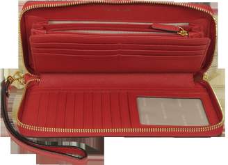 Michael Kors Mercer Large Bright Red Pebble Leather Continental Wallet