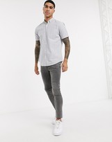 Thumbnail for your product : New Look vertical stripe short sleeve oxford shirt in blue