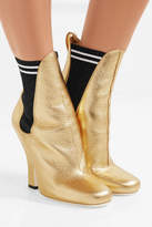 Thumbnail for your product : Fendi Metallic Textured-leather Ankle Boots - Gold