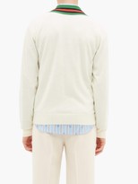 Thumbnail for your product : Gucci Web-stripe V-neck Wool Sweater - White
