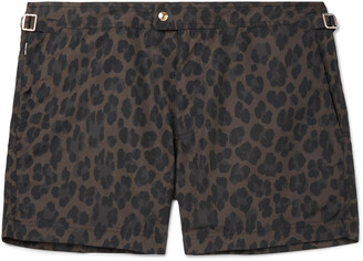 Tom Ford Slim-Fit Short-Length Leopard-Print Swim Shorts