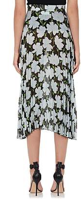 Off-White Women's Floral-Print Pleated Silk Chiffon Midi-Skirt