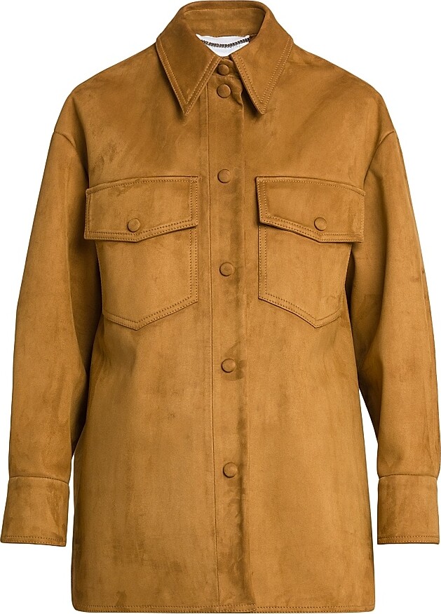 Stella McCartney Women's Alter Faux-Suede Button-Front Overshirt - Wallnut - Size 0
