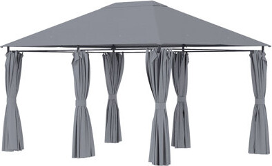 LICEN-Home 10' X 13' Outdoor Patio Gazebo Canopy Shelter With 6 Removable Sidewalls & Steel Frame For Garden Lawn Backyard & Deck Gray