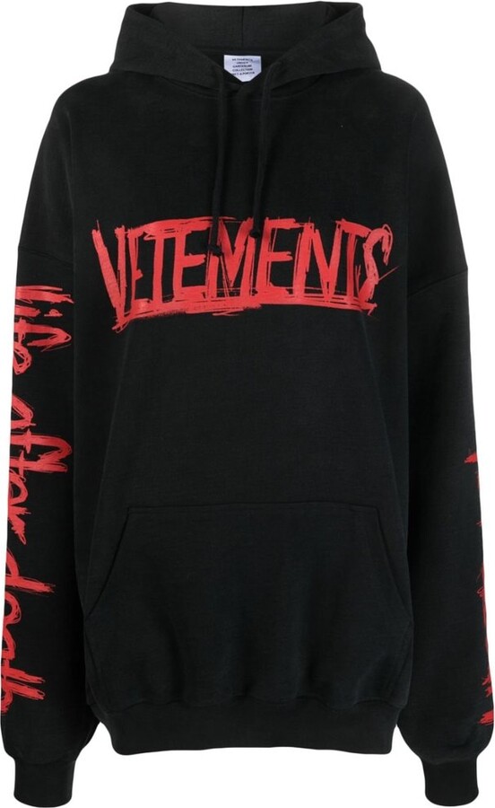 Vetements Logo Printed Drawstring Hoodie
