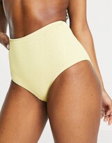 Thumbnail for your product : Monki Maj-Lis recycled rib texture high waist bikini bottom in yellow