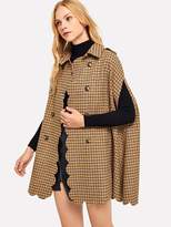 Thumbnail for your product : Shein Button Front Plaid Collar Poncho Coat