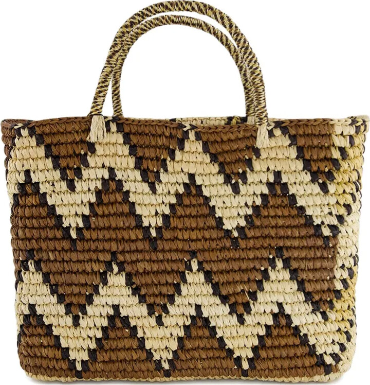 Sensi Split Personality canasta straw tote bag