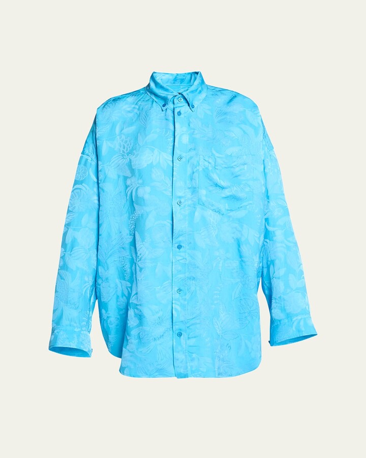 Balenciaga Long-Sleeve Button-Down Cocoon Shirt