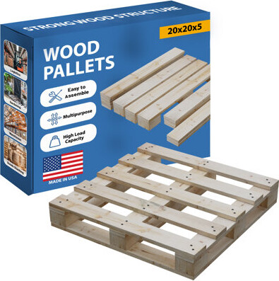 Spinal Solution Heavy-Duty 4-Way Entry Wooden Pallet – Industrial-Grade Hardwood Shipping Pallet, Durable, Reusable, Stackable, Easy to Handle, Commercial Use as a Fl