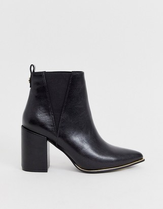 Office amazing pointed black heel ankle boot in black