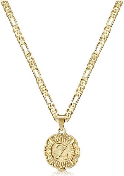 Summit Adventure Women's14KGoldPlatedInitialNecklacewithRoundLetterPendantfromA-ZonFigaroChain