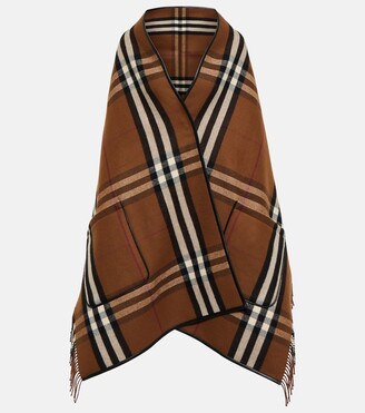 Burberry Neutral Vintage Check Knitted Cape - Women's - Cashmere/wool in  Black