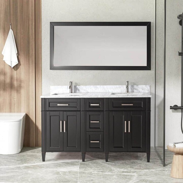 Vanity Art Savona 60 in. W x 22 in. D x 36 in. H Bath Vanity in Espresso with Vanity Top in White with White Basin and Mirror