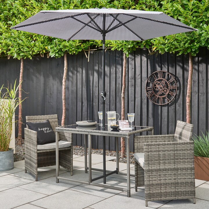 Dunelm 2.4m Dogtooth Printed Parasol Black and white ShopStyle Decor