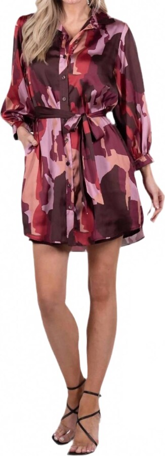 Willa Story Callie Mini Dress In Bordeaux Wine
